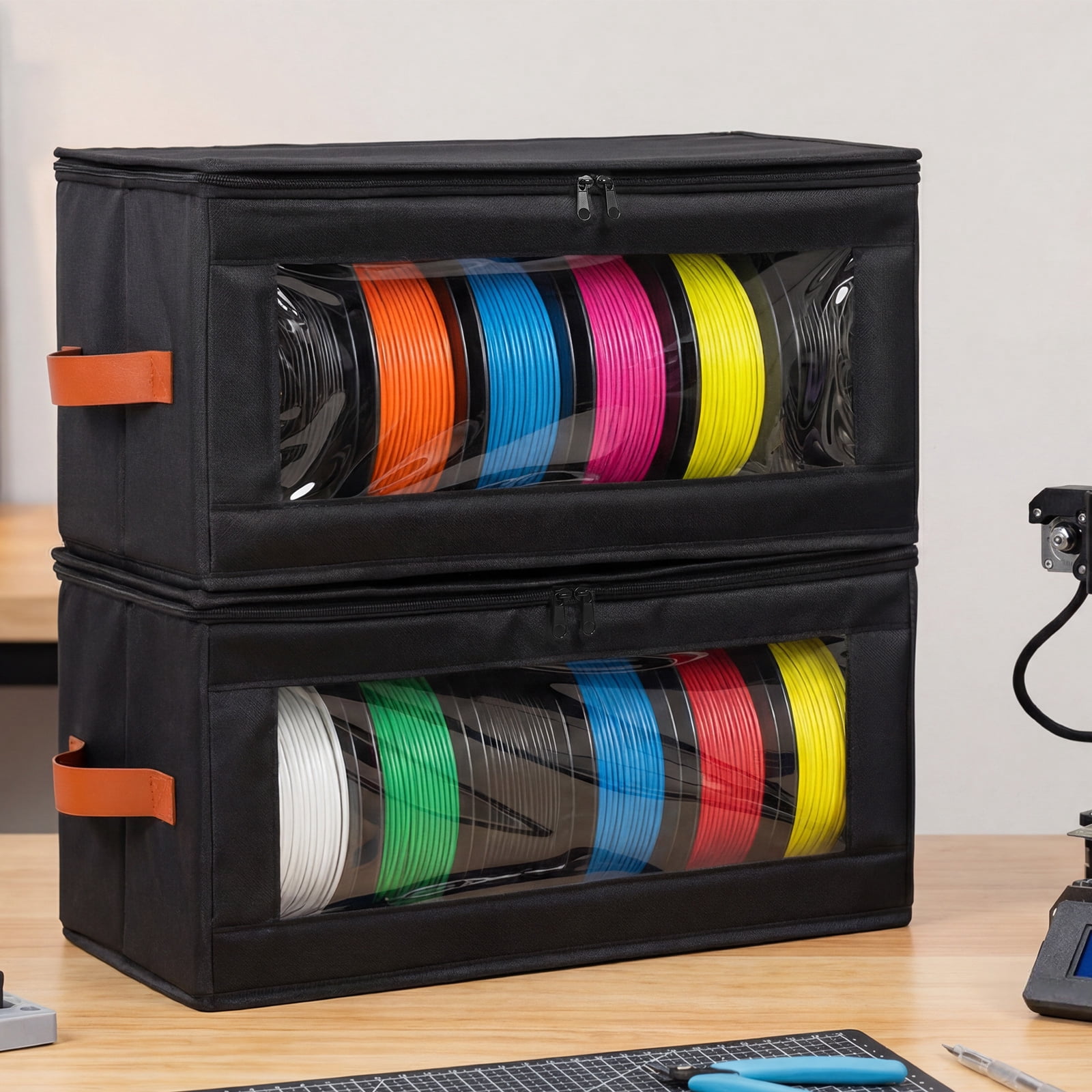 Atopoler 4 Pcs Filament Storage Box,3D Printer Filament Storage Container,3D Printing Accessories Holder Rack for Home Office Workshop Studio