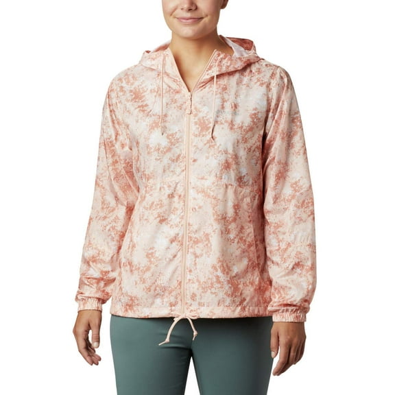 Columbia Women's Flash Forward Printed Windbreaker Outerwear, Peach Cloud Rubbed texture, X-Small