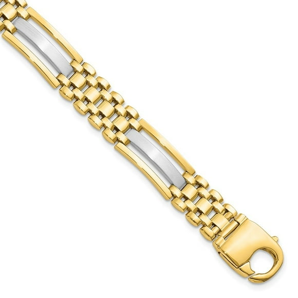Diamond2Deal 14K Two-Tone Gold and Satin 8.5inch Men's Bracelet