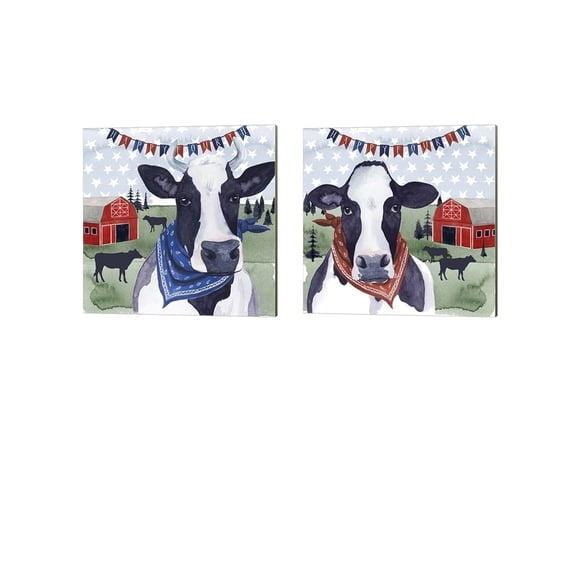 American Herd by Grace Popp Canvas Art Set of 2 14 inch X 14 inch Each