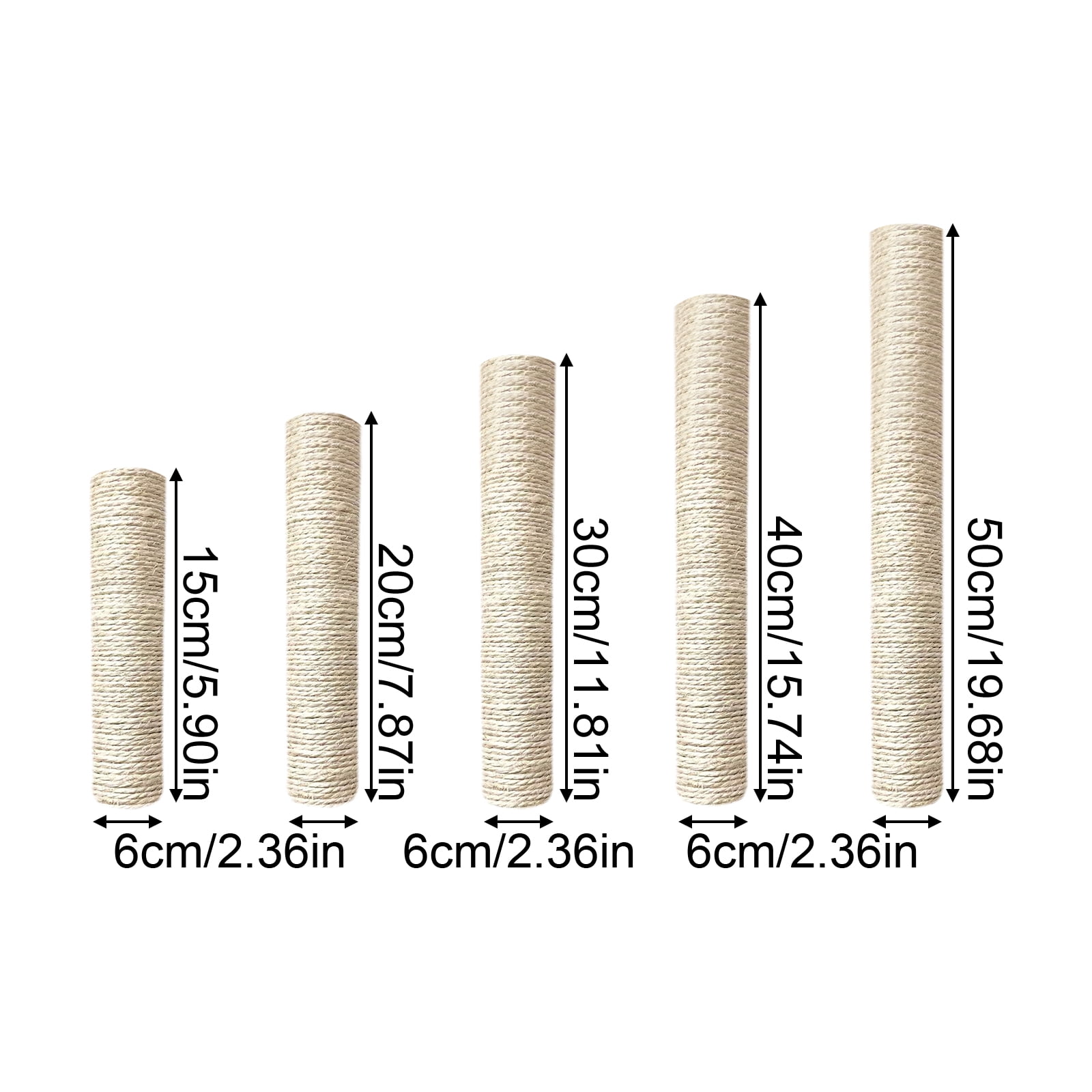 Moonsky White Sisal Cat Scratcher, Heavy Duty Scratching Post for Cages and Wall Mount Natural Sisal Rope Grinding Claws Toy for Cats Climbing Frame