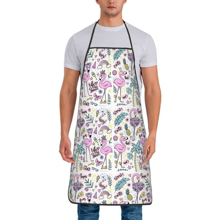

Lukts Summer with Flamingo Print Unisex Tie-Up Aprons Bibs for Chef Kitchen Grill Beverage Shop