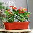 thumbnail image 5 of 17 Inch Window Box Planter with Drainage Holes & Tray - Plastic Flower Planter Box for Indoor/Outdoor Use - Rectangle Vegetable Planters for Windowsill, Patio, Porch, Balcony Garden Decor, 5 of 5