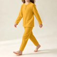 thumbnail image 5 of HAOTAGS Girls Loungewears (0-9) Casual Comfortable Long Sleeve Round-Neck Tops with Pants Set Yellow Size 3T, 5 of 8