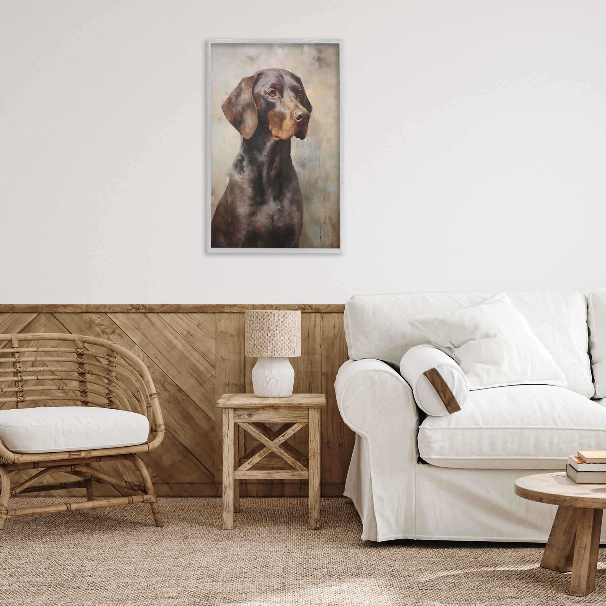 Stupell Industries Brown Labrador Visage Animals & Insects Painting Gray Framed Art Print Wall Art, 20 x 30