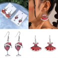 thumbnail image 2 of Festival Acrylic Earrings Featuring Wine Glass or Christmas Dress Pattern Party Earrings Stylish Ear Jewelry for Women, 2 of 4
