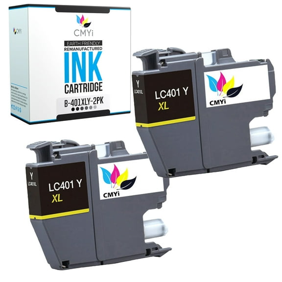 CMYi LC401XL Yellow 2-Pack Ink Cartridges compatible for Brother LC401XL - DCP-J1050DW, J1140DW, J1800DW, MFC-J1010DW, J1012DW, J1170DW, J1800DW (2 Yellow)