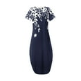 thumbnail image 4 of Offres des Fêtes Iumwxz Robe à Manches Courtes Col Rond pour Femmes Tunique Décontractée Robes Maxi Amples Robes Graphiques Florales Robes d'Été Grande Taille Robe Décontractée pour la Saint-Valentin, 4 of 6