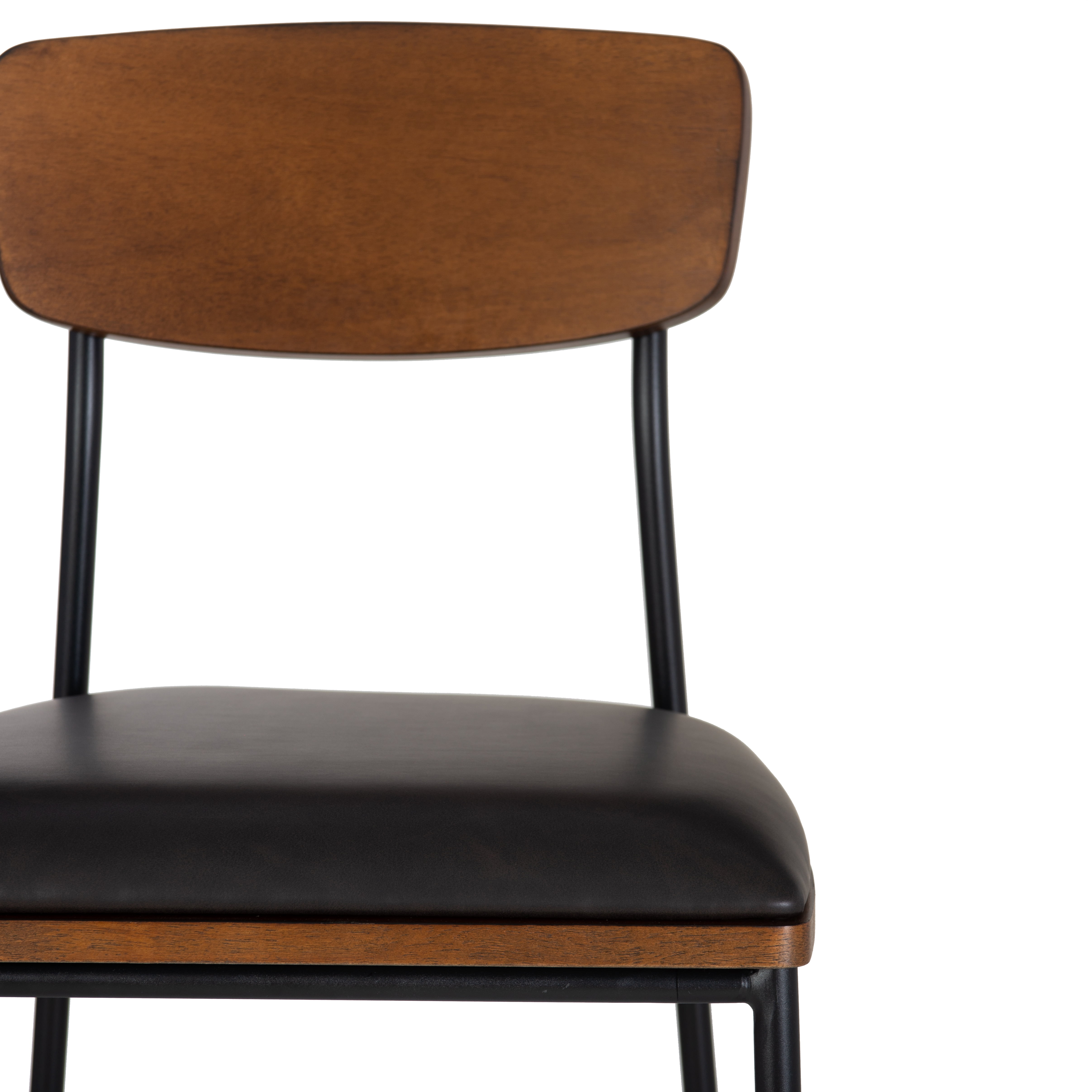 Linon Ryder Counter Stool Espresso Faux Leather Padded Seat Steel Frame in Black