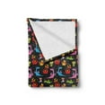 thumbnail image 2 of Dragon Soft Flannel Fleece Throw Blanket, Different Kinds of Colorful Comic Dragons on a Black Background with Little Stars, Cozy Plush for Indoor and Outdoor Use, 60" x 80", Multicolor, by Ambesonne, 2 of 5