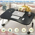 thumbnail image 4 of Laptop Desk，23.6" Portable Lap Table，Folding Breakfast Tray Lap Standing Desk with Storage Drawer & Holders for Cup and Notebook Stand & Reading Lights & Small Fans, 4 of 5