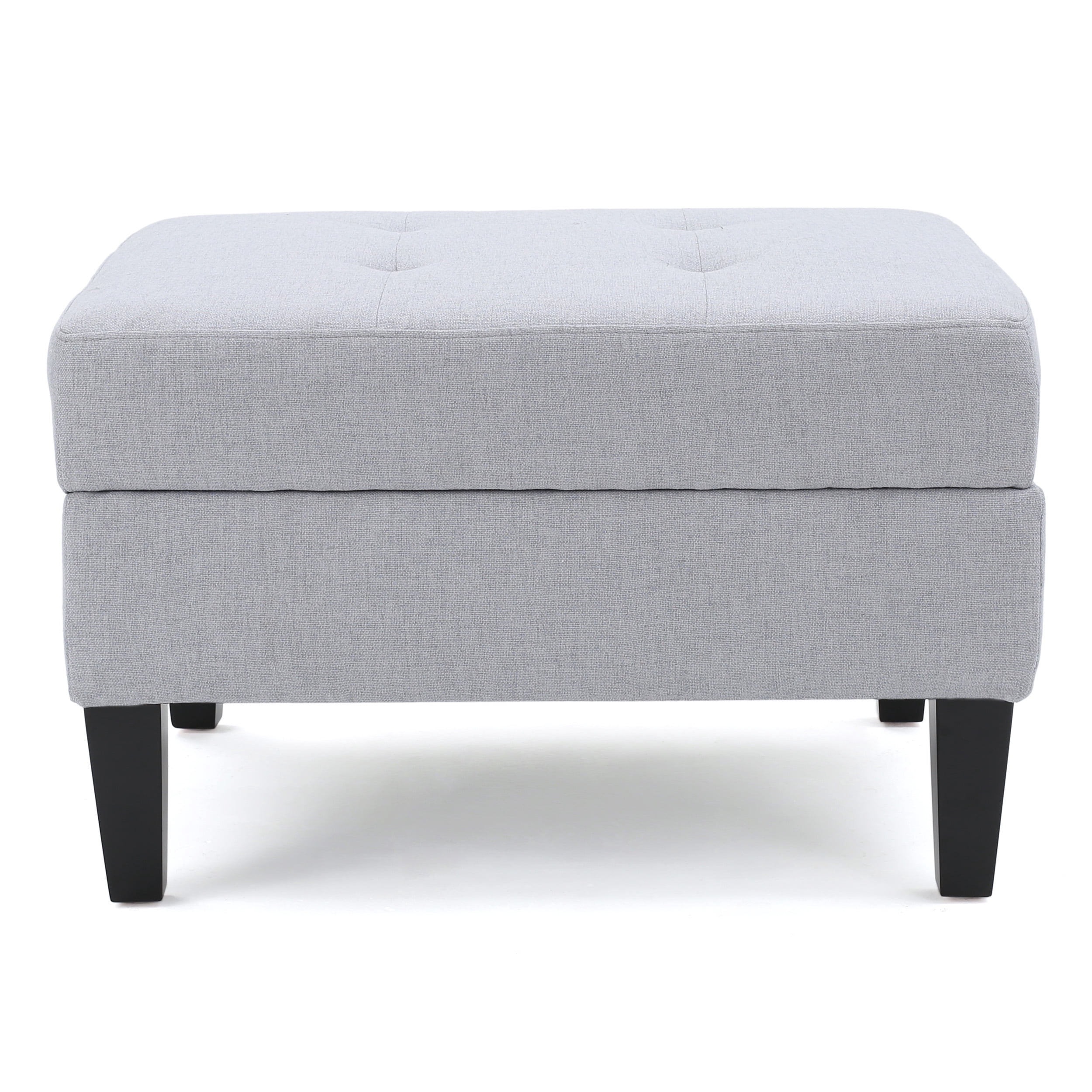 Noble House Sofija Fabric Storage Ottoman, Light Grey