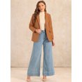 thumbnail image 4 of DARING DIVA Women's Faux Leather Jacket Lapel Collar PU Biker Moto Casual Oversized Blazer XS Caramel, 4 of 6