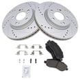 thumbnail image 2 of TRQ Front Performance Brake Rotor Drilled Slotted Coated & Ceramic Pad Kit, 2 of 5