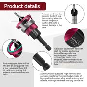 VIVIHEYDAY 6Pcs Set Countersink Drill Bit with Depth Stop, Woodworking Replaceable Bits, 1/4inch Hex Shank