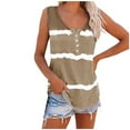 thumbnail image 3 of Tank Top for Women Casual Tie-Dye Striped Sleeveless Wide Strap Henley Loose Khaki Summer Clothes Teen Girls L, 3 of 3