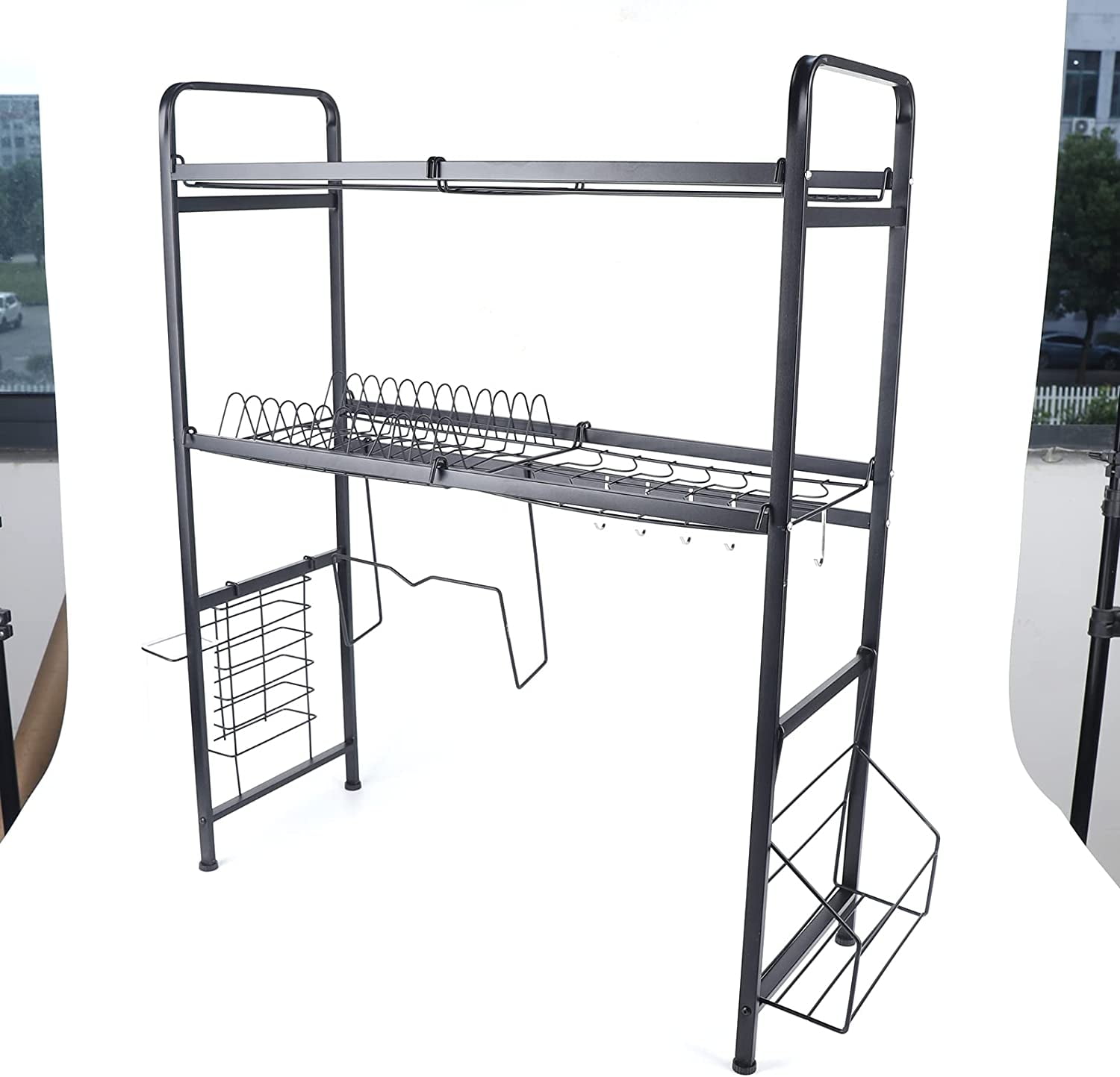 FETCOI Drying Dish Racks for Kitchen Counter,Two-Tier Sink Drying Rack,Stainless Steel Compact Dish Drainer for Kitchen Counter