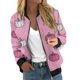 thumbnail image 1 of Chaqueta bomber con temática de Halloween para mujer, con lindos fantasmas, murciélagos y estampado de luna, informal, ligera, con cremallera, 1 of 5