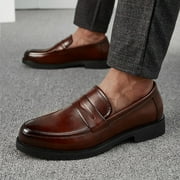 jjayotai Men Shoes Clearance Sale Men Leather Shoes Fashion Casual British Style Solid Color Pointed Toe Trendy Retro Male Business Wedding formal Wear Rollbacks