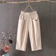 thumbnail image 2 of Pantalones palazzo anchos de algodón para mujer, cintura alta, cordón, pantalones holgados informales con bolsillos, 2 of 5