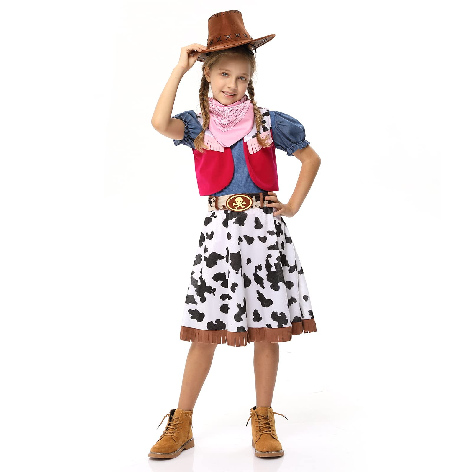 HAEMORE CowGirl Costume for Girls, Kids Dress Up Halloween Party