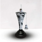 Legends Direct Premium Oahu Metal Tabletop Torches, Tall- Tiki Style /w Snuffer, Fiberglass Wick & Large 35oz Oil Lamp, Stylish Luau Flame (Whitewash)