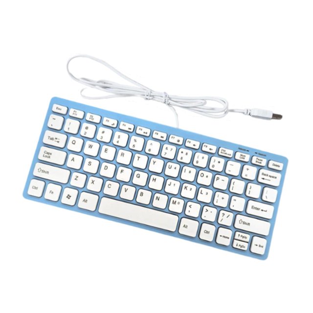 ziyahi USB Wired Keyboard Small Comfortable Typing Home for Desktop Black Office Computer Blue 285x122x21mm