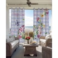 thumbnail image 6 of Easter Bunny Kitchen Curtains Spring Flower Daisy Tulips Purple Plaid Cafe Short Curtains for Bathroom Blackout Window Curtain Grommet Small Window Treatment Drapes for Bedroom Living Room 42"x45"x2, 6 of 9