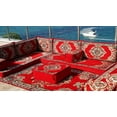 thumbnail image 3 of Turkish Sofa Set with Floor Cushions, U Shaped Arabic Sofa, Floor Pillows, Diwan Sofa, Red Convertible Sofa, Floor Seating for Adults, 3 of 3