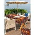 thumbnail image 6 of 60x102 Inch Outdoor Tablecloth with Umbrella Hole Zipper Rectangle Brown Orange Black Rectangular Tablecloths Outside Waterproof Modern Tie-dyeing Ombre Abstract Art Patio Table Cover for Picnic, 6 of 8