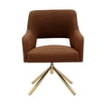 thumbnail image 3 of Mid-Century Modern Water and Stain Resistant Boucle Fabric Upholstered Swivel Accent Chair, Rust Orange, 3 of 5