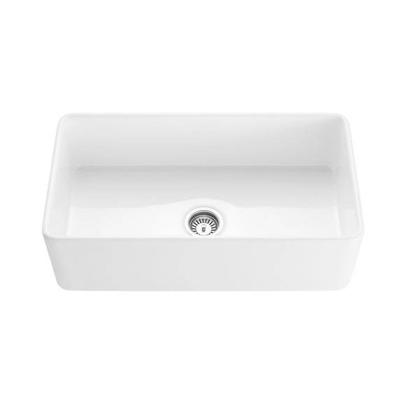 Napa - 30" Single Bowl Reversible Fireclay Apron Front Farmhouse Kitchen Sink - Glossy White