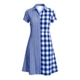 thumbnail image 7 of Horkkom Midi Dresses for Women V Neck Short Sleeve Shirt Dresses Summer Plaid Print Casual Dresses S, 7 of 7