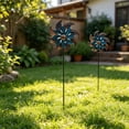 Rustic Metal Windmill Ornament, 3-Layer Freely Rotating Wind Spinner ...