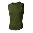 thumbnail image 4 of ZRGHAOYLQ Men's Summer Tank Top Big and Tall Solid Color Crew Neck Sleeveless T-shirts Casual Workout Muscle Shirt, 4 of 9
