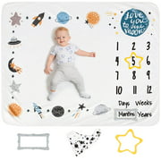 Luka&Lily Space Baby Milestone Blanket Boy and Girl, Month Blanket Baby Shower Gift, 50"x40"