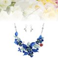 thumbnail image 5 of Gymnture winter Fancy Flower Sweater Necklace Chain Accessories Jewelry Set with Earrings for Women (Blue), 5 of 10