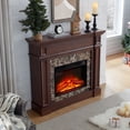 thumbnail image 3 of CQSXDA Stacked Stone Electric Fireplace with Mantel, Freestanding Heater Featuring Remote Control Timer and LED Flame, 3 of 11