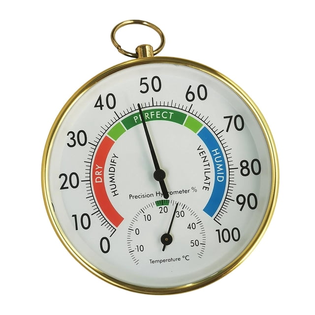 Mini termómetro higrómetro analógico de pared, con mecánica y dial, medidor de temperatura y humedad para interiores exteriores.