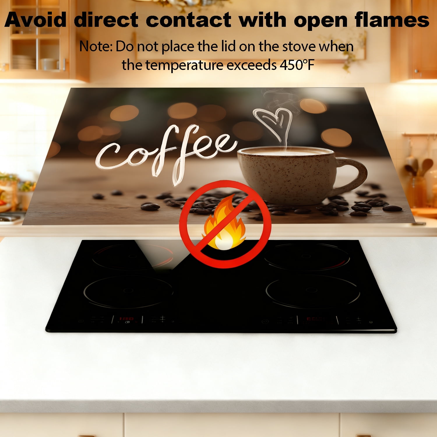 Stove Top Cover for Electric Stove, 28" x 20" Heat Resistant Anti-Slip Glass Cooktop Protector Mat, Multi-Purpose Stove Cover for Kitchen Countertop, Scratch & Dust Protection, Coffee Lover Gift