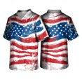 thumbnail image 5 of 250 Anniversary Usa Scrub Shirts Men V-Neck Short Sleeve Vintage Flag Print Daily Celebration T-Shirts Lightweight Summer Casual Shirts with Pockets,5XL,#01 Red, 5 of 6