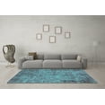 thumbnail image 3 of Ahgly Company Indoor Square Oriental Turquoise Blue Industrial Area Rugs, 7' Square, 3 of 4