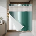 thumbnail image 4 of Gradient Green No Hook Shower Curtain with Snap in Liner Modern Abstract Minimalist Green White Ocean Beach Waterproof Bathroom Shower Curtain with See Through Top Window for Bathtub 72" x 72", 4 of 9