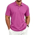 thumbnail image 2 of Polo Shirts for Men Pique Short Sleeve T-Shirts 3 Buttons Classic Fit Casual Performance Golf Shirts Purple XL, 2 of 9