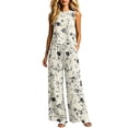 thumbnail image 3 of TaTaai Two Piece Sets for Women Floral Print Sleeveless Top Wide Leg Pants Drawstring Waist Loose Casual Summer Outfits, 3 of 6