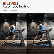 MaxKare 20 Folding Treadmill 300lbs with 15 Level Auto Incline, 3.5HP, 12MPH, Portable Foldable Treadmill with Bluetooth/Zwift App Compatible
