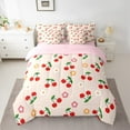 thumbnail image 2 of Manfei Red Orange 7-Piece Twin Bedding Sets,Kawaii Cherry Flower Bedding Comforter Set,Cartoon Floral Blossom Sheet Sets For Girls,Breathable Home Decor Reversible, 2 of 8