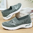 thumbnail image 6 of HTHLVMD Slip-On Walking Shoes, Breathable Comfort Shoes, Womens Breathable Knit Slip-On Walking Shoes Embroidered Slip On Sneakers Lightweight Comfortable Orthopedics Walking Shoe, Green 8, 6 of 7