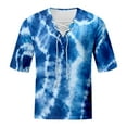 thumbnail image 3 of Icvfdpl Mens Tee Shirt Spring And Summer Casual Tie Dye Print T Shirts Lacing V Neck 3/4 Sleeve Tops Resistant Pilling Free Man Tshirt, 3 of 5