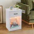thumbnail image 5 of 40 * 35 * 60cm Particleboard Bedside Table, with Pasted Triamine Single Drawers, Socket and LED Light Bedside Table for Bedroom Dorm Homeoffice Storage Easy Assembly (White),White, 5 of 8